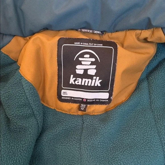 Kamik Olive and Teal Hooded Ski Jacket - Picture 3 of 12